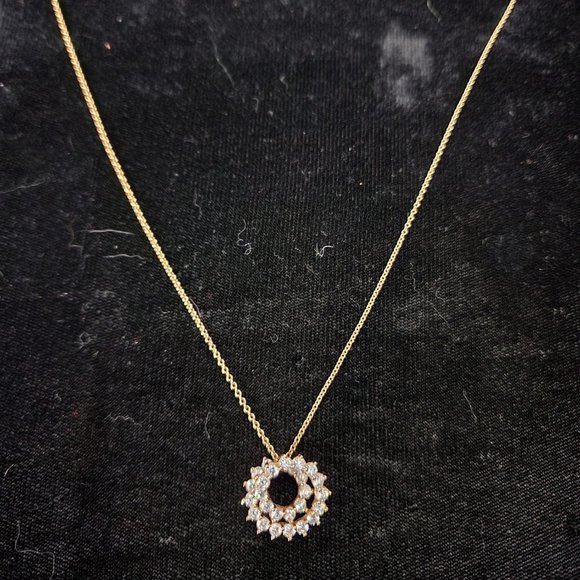 14K yellow gold CZ necklace